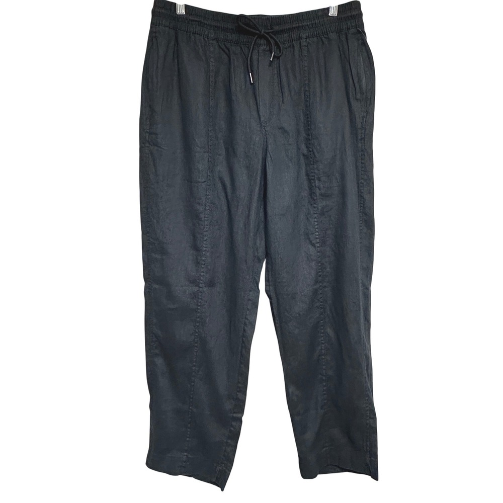 Athleta Retreat Linen Ankle Pants Womens L High Rise‎ Wide Leg Lightweight NEW